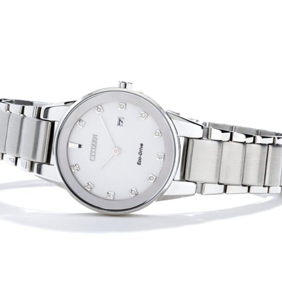 CITIZEN GA1050-51B AXIOM ECODRIVE WHITE DIAMOND DIAL SILVER STEEL WOMENS WATCH main image 7